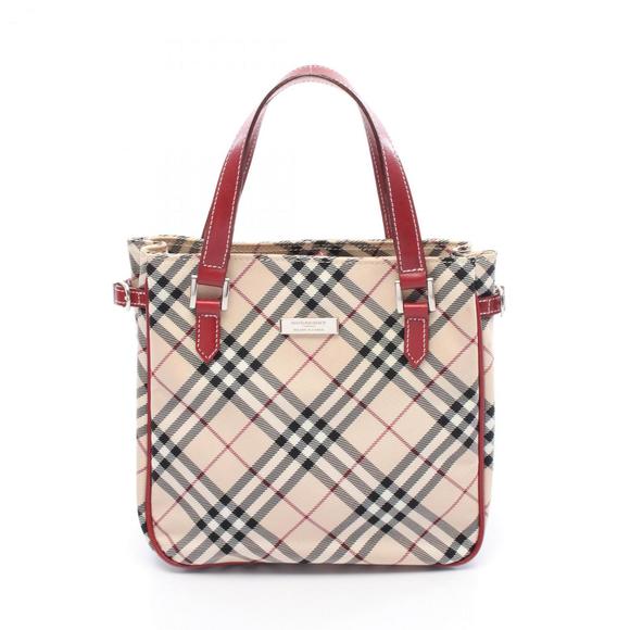 Burberry Nova Check Handbag, Canvas and Leather, Women's, Beige, Red, Black - Picture 1 of 7